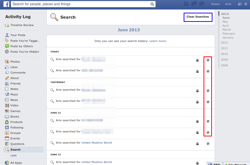 facebook activity log 3 Tutorial Menghapus Facebook Search